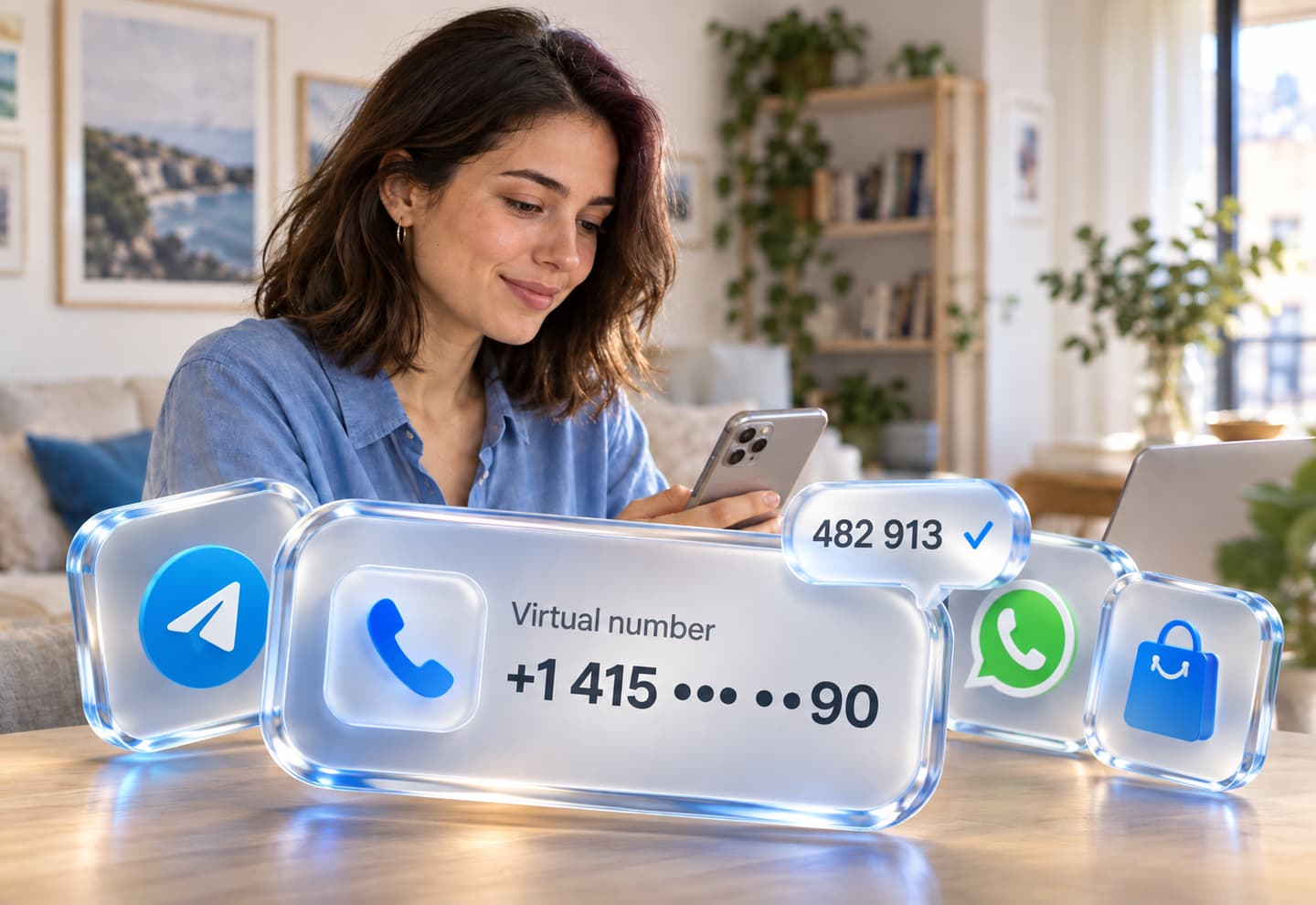 Signing up for messengers and shops with a virtual number